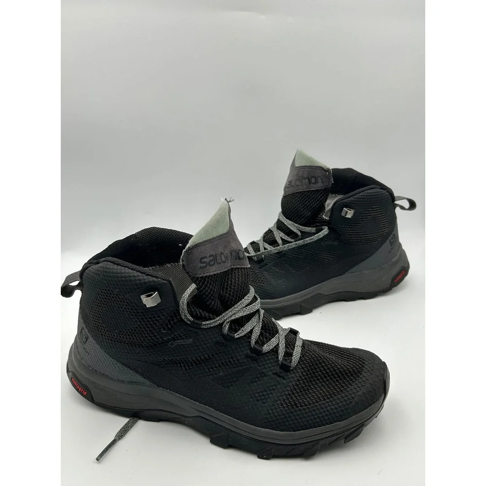 Salomon Outward GTX Hiking Boots Black Gore-Tex Mid Top Mens 9.5 404844